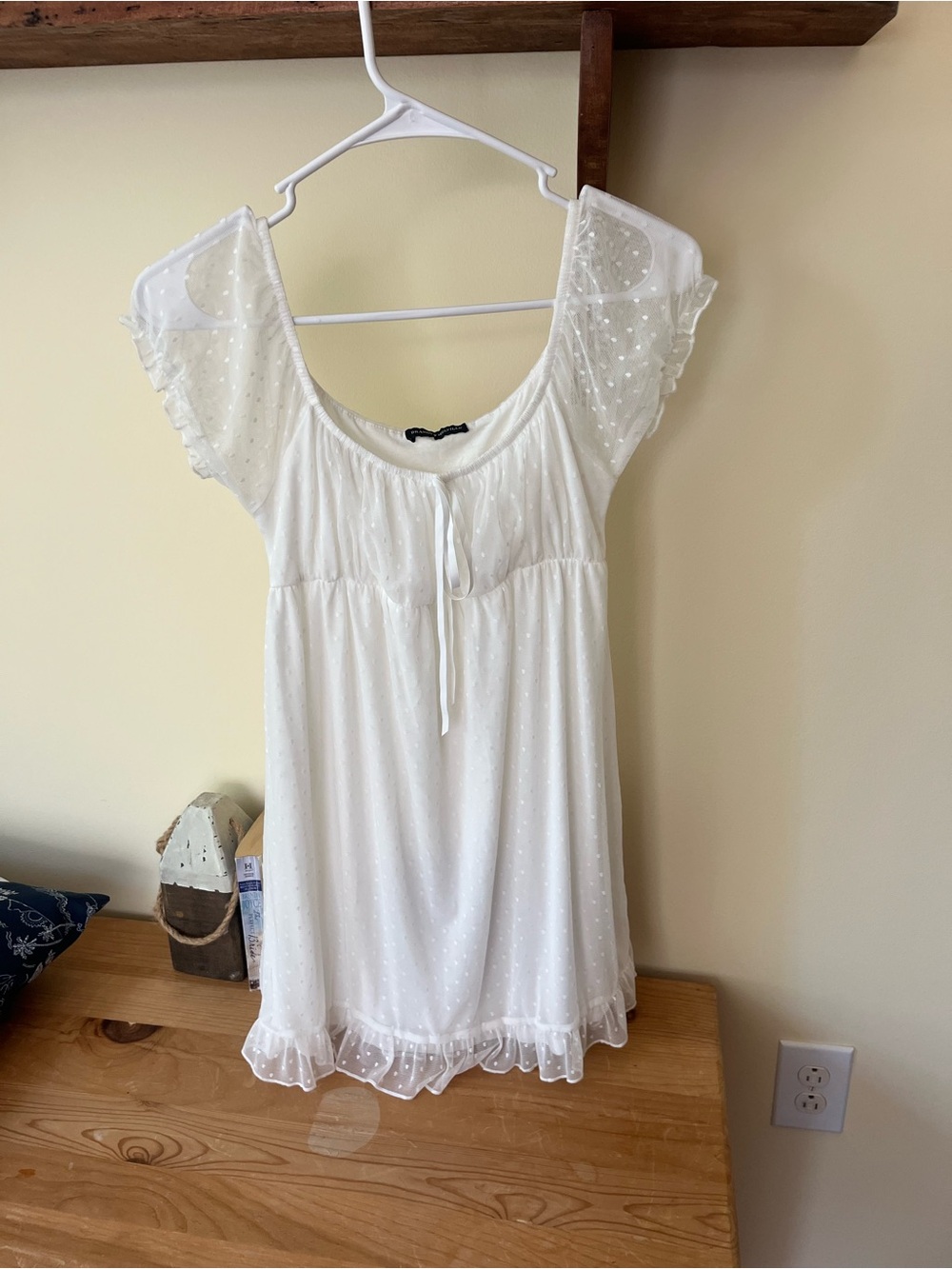 Brandy Melville White Swiss Dot Mini Dress